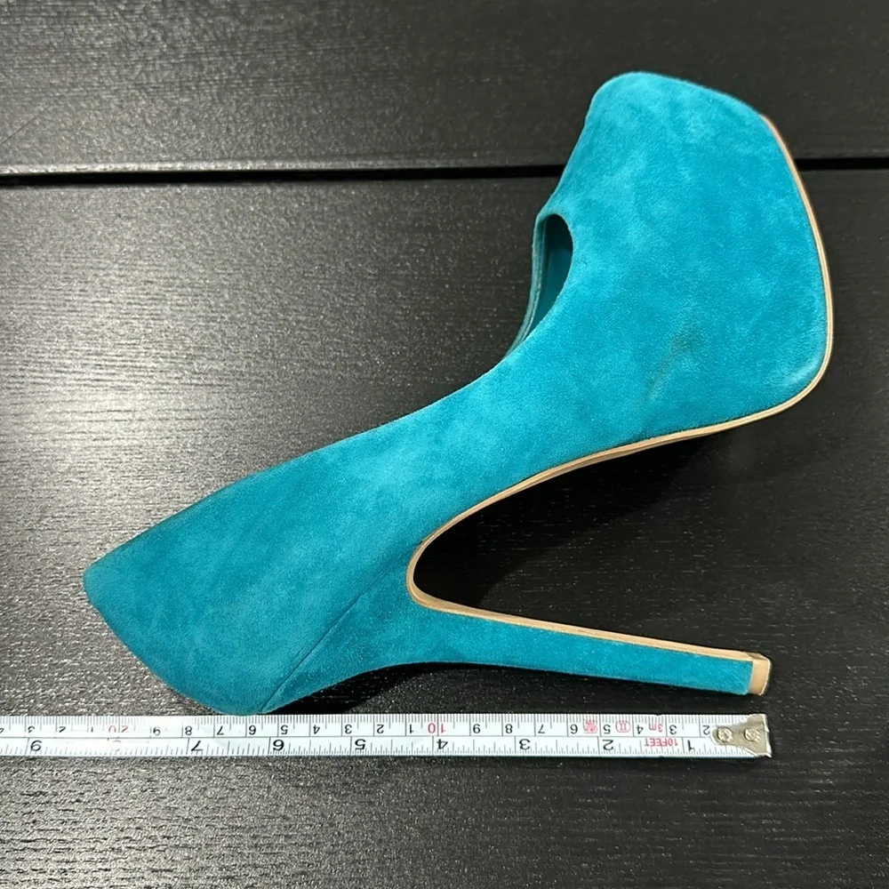 Steve Madden Babylonn Teal Suede Platform Heels - 8